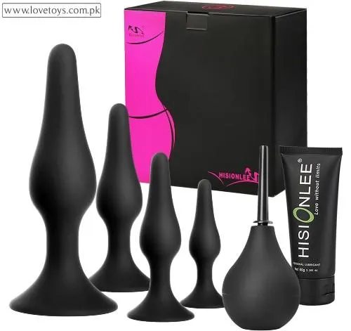 HISIONLEE Butt Plug Anal Plug 5PCS Silicone Anal Training Kit with Enema
